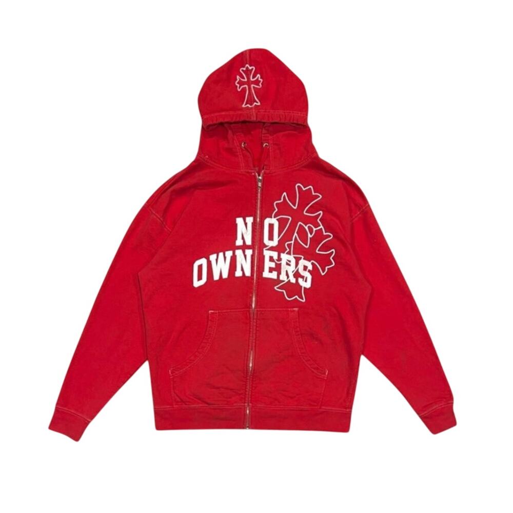 ★ Chrome Hearts (Style) No Owners OG Graphic Print Red Full-Zip Hoodie ★